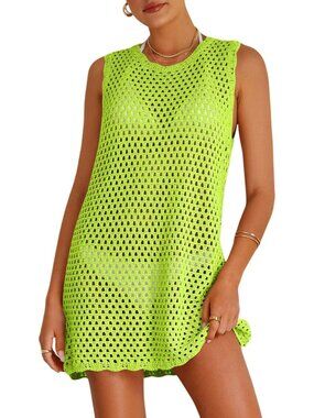 Women's Green Beach Bathing Suit Cover Ups Crochet Swimwear Summer Outfits
